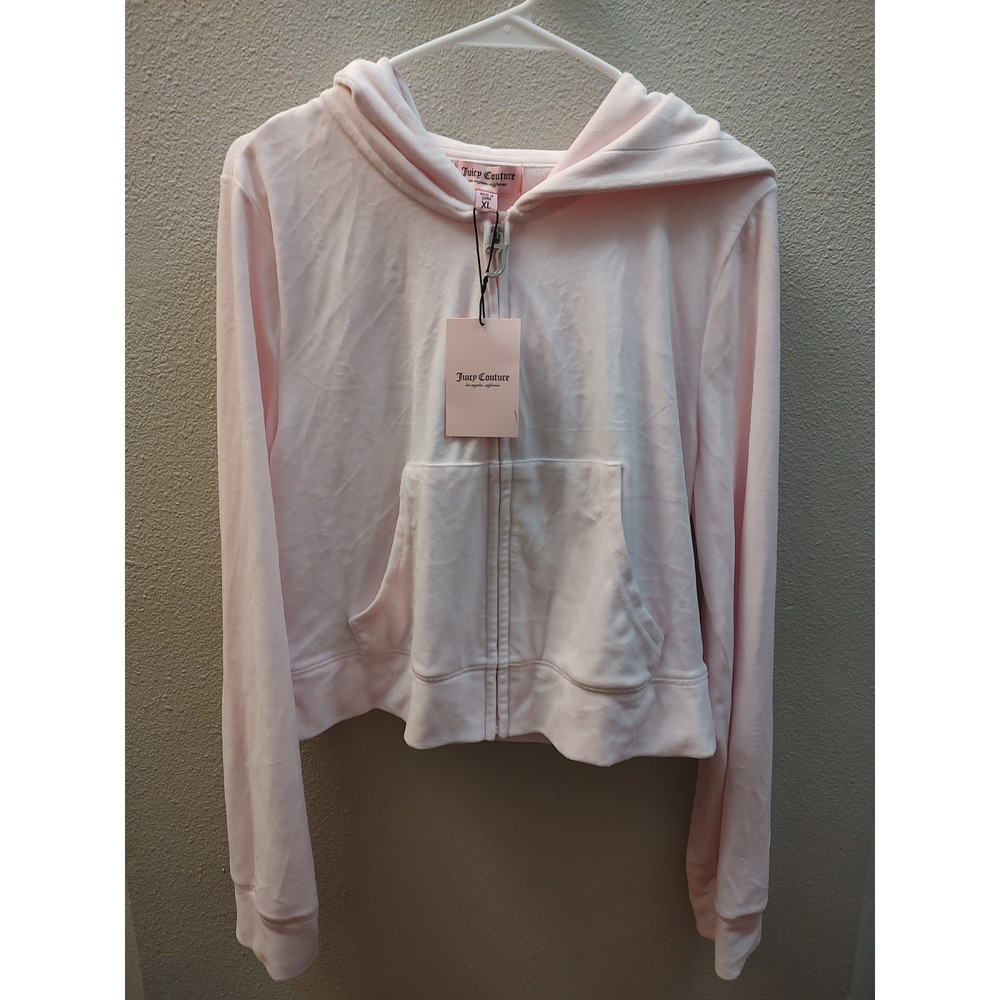 NWT Juicy Couture Tracksuit Velour Hoodie Size XL Soft Glow Rhinestone Juicy